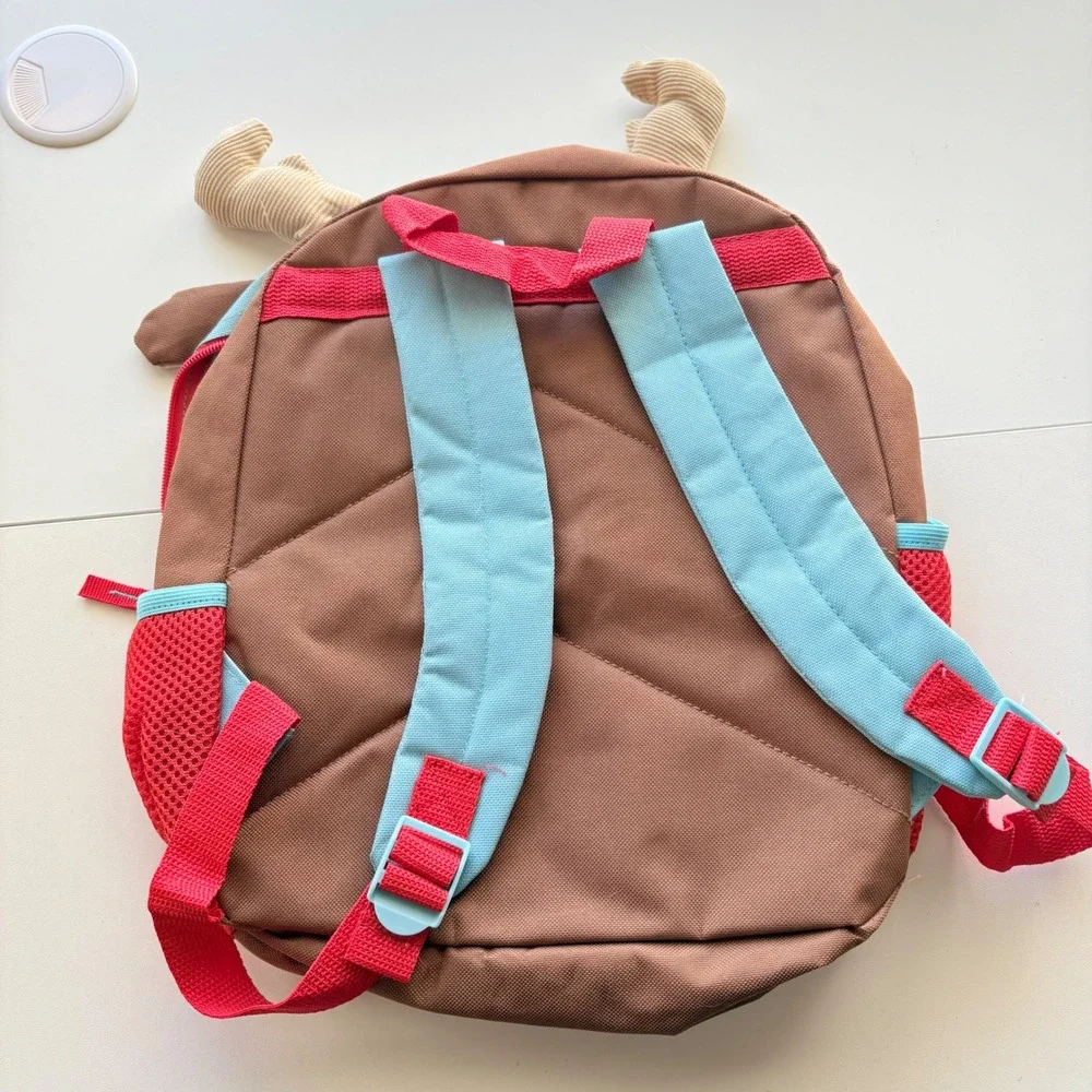 Moose Animal Backpack‎ Kids Small Brown Houndstooth 3D Antlers Preschool